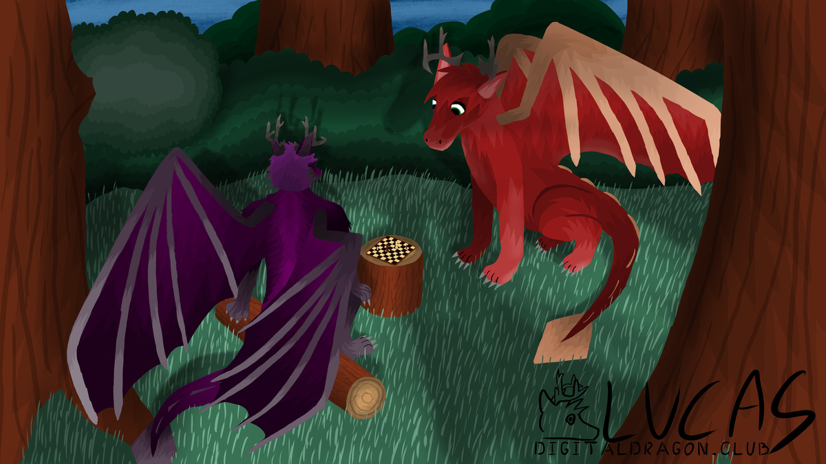 Anthro furry dragon red dragon chess