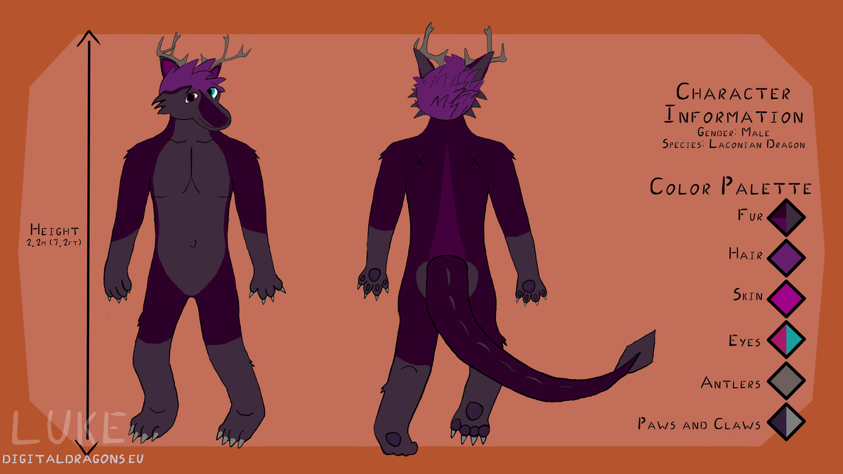 Anthro furry dragon refsheet