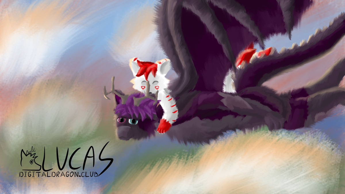 Anthro furry dragon and kitsune