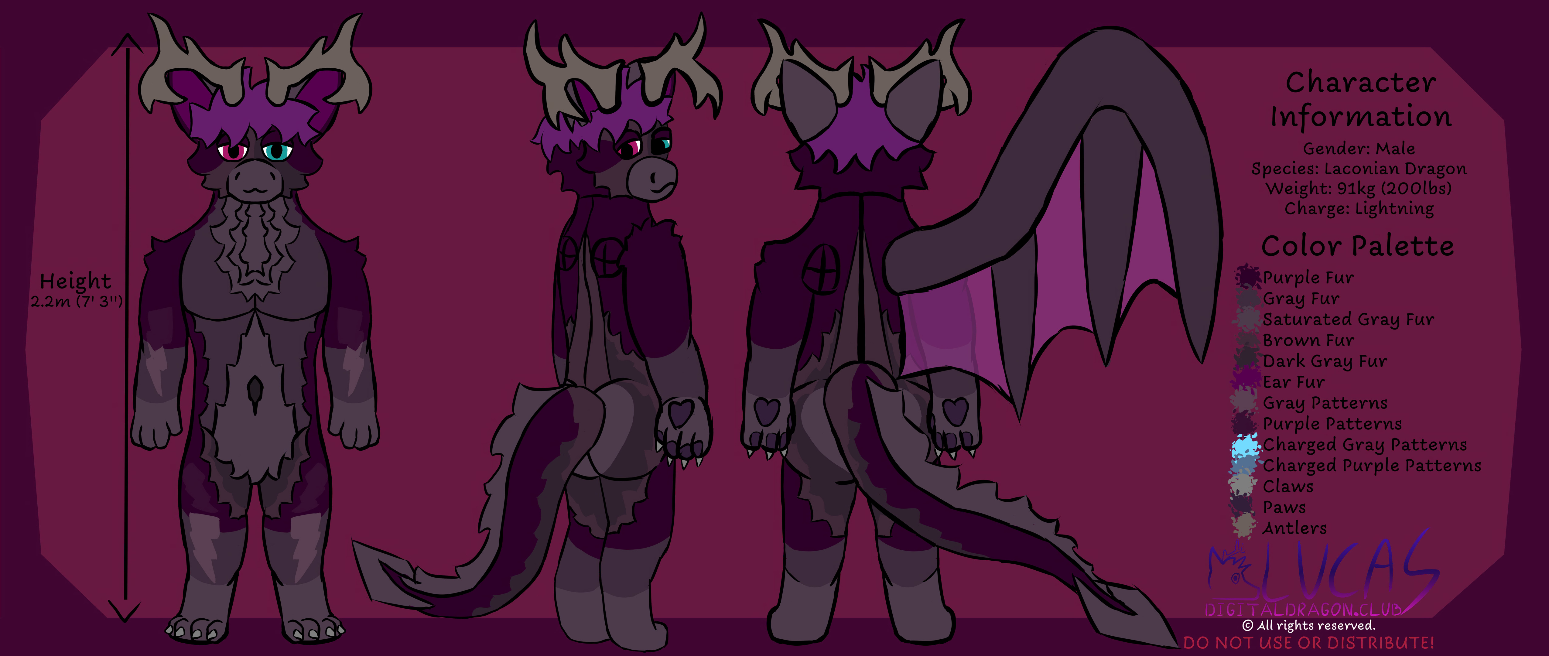 Male furry anthro dragon refsheet.