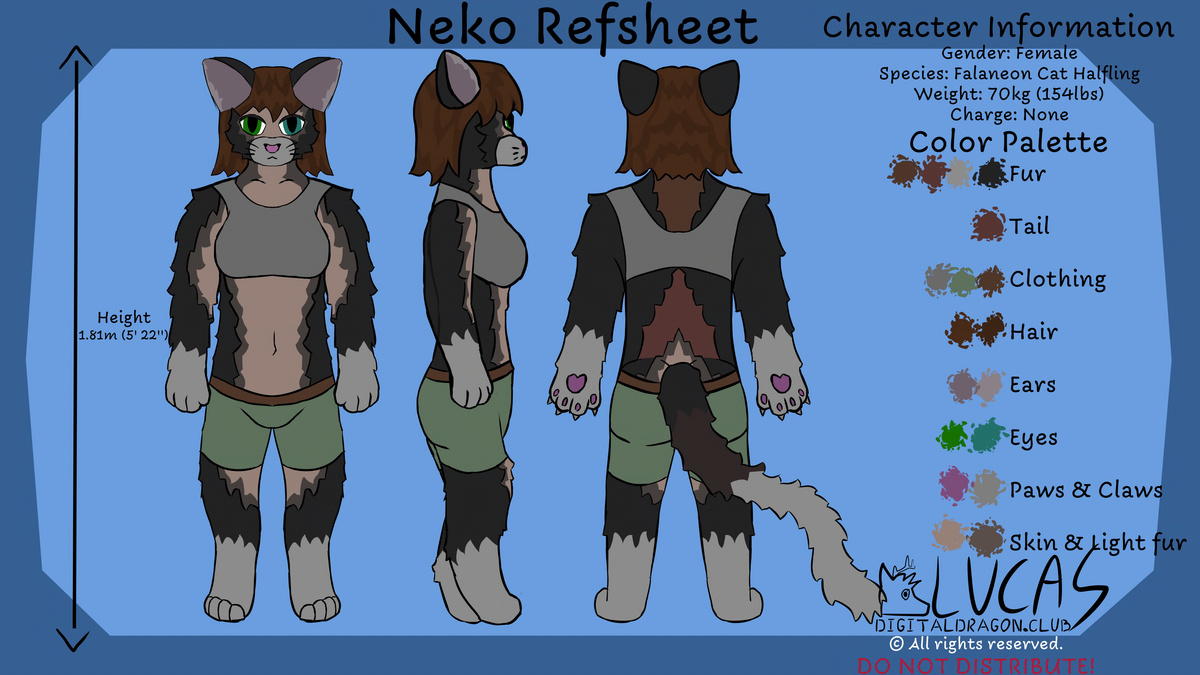 Female human cat furry hybrid refsheet